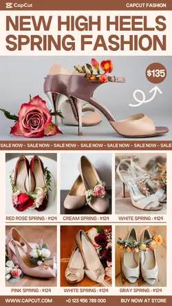 High Heels Spring Fashion Product Display Instagram Story Cream Brown Minimalist