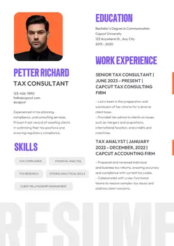 Non-Marketing Resume Purple Orange