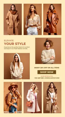 Women's fashion product display collection for Instagram Story