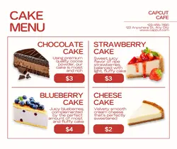 Food Cake Menu Facebook Post