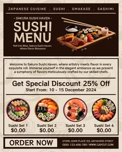 sushi restaurant menu instagram post