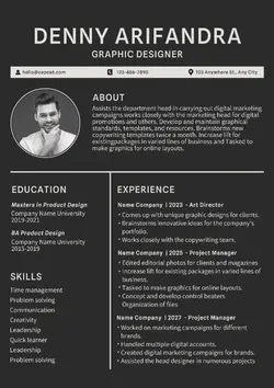 Non-Marketing Graphic Designer Black Minimalist