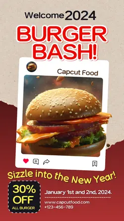 Burger Sale New Years story instagram