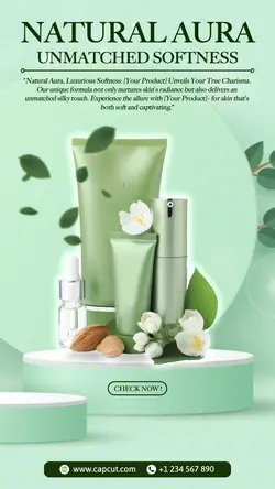 Beauty Skincare Display Instagram Story Natural Green