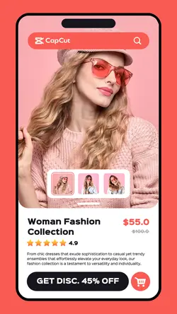 Woman Fashion Collection Promotion UI Style Story