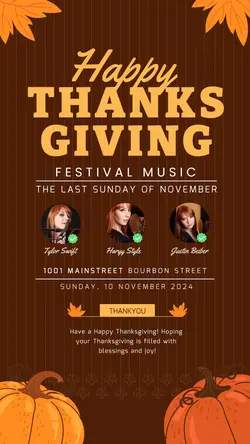 Festival Music Thanksgiving sales promotion instagram story fun orange
