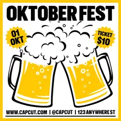 Oktober Fest Event Instagram Post Yellow Black Flat Modern