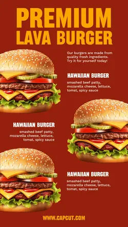 Food Lava Burger Menu Display Instagram Story