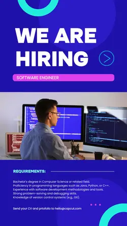 Blue Minimalist Recruitment Instagram Story