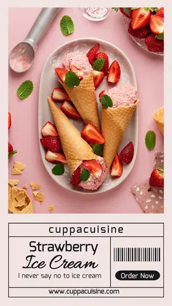 Strawberry Ice Cream Menu Display Instagram Story