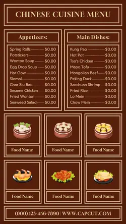 chinese cuisine menu instagram story