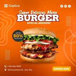 Burger Special Weekend Sale Instagram Post Orange
