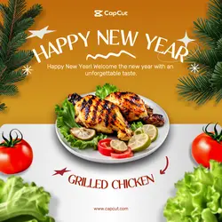 New Year's Day Grilled Chicken Food Promotion Instagram Post