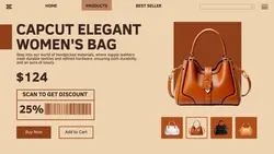 Fashion Bag Product Display Web Layout Brown