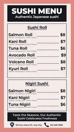 Food Sushi Menu Instagram Story