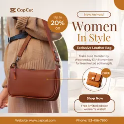 Women Bag Promo Instagram Post Brown Minimalist