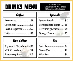 Drinks Menu Facebook Post