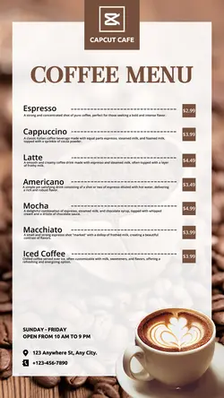 Coffee Cafe Menu Instagram Post