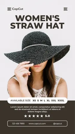 Woman's Straw Hat Fashion Industry Promotion Instagram story