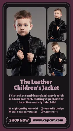 3 Multi-product Image Children's Clothes Leather Jacket Product Display
