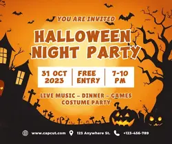 Halloween Night Party Invitation Facebook Post