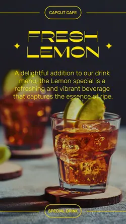 Beverage Special Drink Instagram Story Black Yellow Minimalist