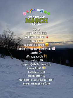 Start of march stats