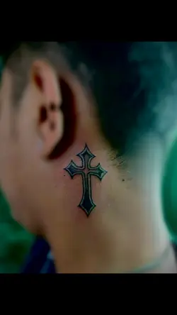 cross neck tattoo
