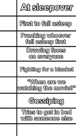 At a sleepove