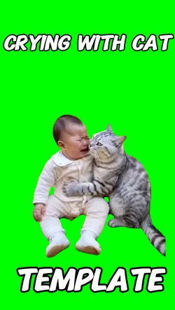 Crying with cat 