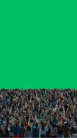 Multidão fundo verde