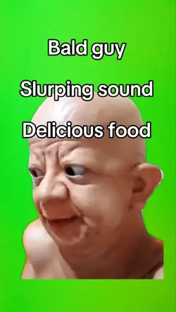 Bald guy slurping