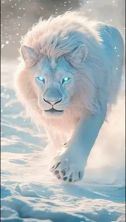 Lion Snow 4k