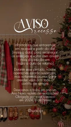 Aviso Recesso Loja