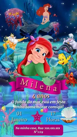 Convite Sereia Ariel