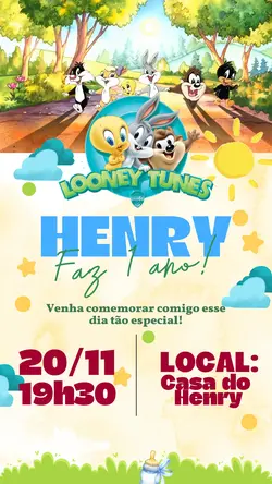 Convite baby looney