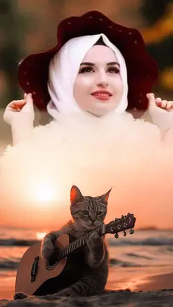 Cat playing guitar 