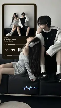 音楽プレーヤーとカップル写真