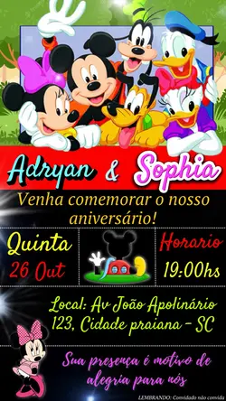 Convite turma mickey