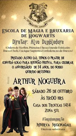 Convite Harry Potter
