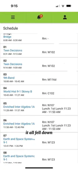 High school schedule