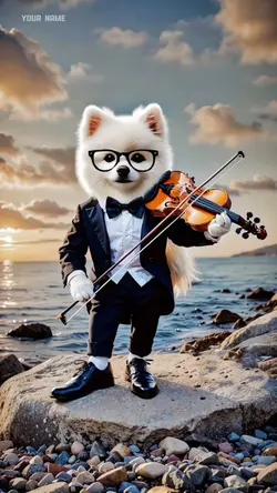 Dog play violin 