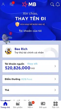 Thay tên + stk