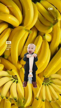 bocil pisang berfoto