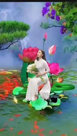 cô gái bên hoa sen