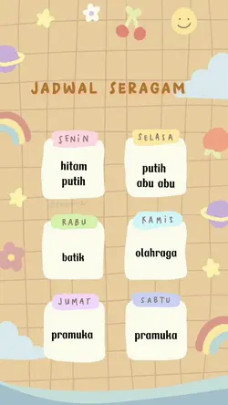jadwal baju sekolah