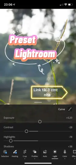 Mẫu chỉnh lightroom