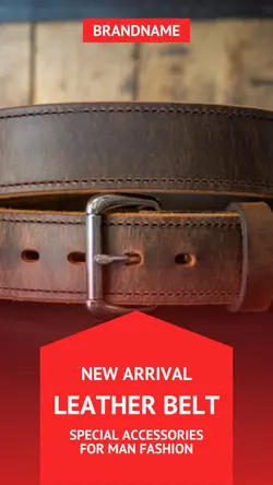 Red Men’s Leather Belt Display Promotion Template