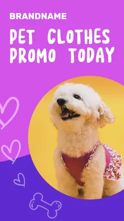 Purple Pink Pet Clothes Promo With Bright Style Template