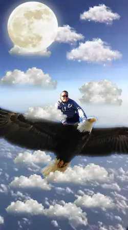 Flying with eagle